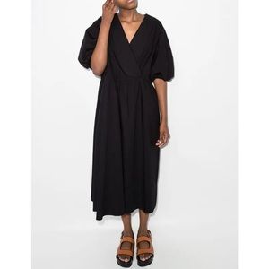 St. Agni Black cotton puff-sleeve dress small
